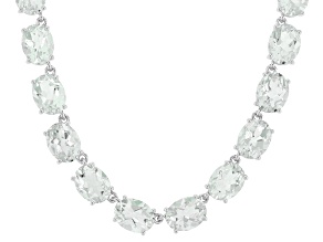 Prasiolite Rhodium Over Sterling Silver Necklace 53.74ctw