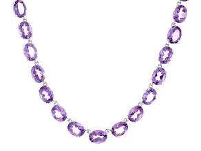 Lavender Amethyst Rhodium Over Sterling Silver Necklace 53.47ctw