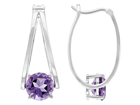 Lavender Amethyst Rhodium Over Sterling Silver Earrings 3.15ctw