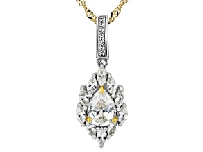 White Zircon 18k Yellow Gold and Rhodium Over Sterling Silver Pendant with Chain 2.68ctw