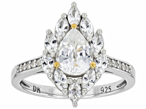 White Zircon 18k Yellow Gold and Rhodium Over Sterling Silver Ring 2.09ctw