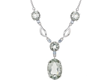 Picture of Green Prasiolite with Sky Blue Topaz Rhodium Over Sterling Silver Necklace 15.90ctw