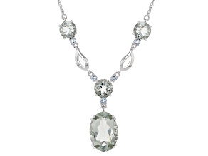 Green Prasiolite with Sky Blue Topaz Rhodium Over Sterling Silver Necklace 15.90ctw
