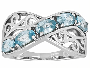 Picture of Blue Zircon Rhodium Over Sterling Silver Ring 1.45ctw
