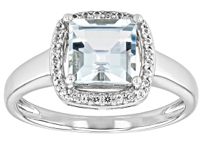 Blue Aquamarine Rhodium Over Sterling Silver Ring 1.14ctw
