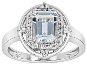 Blue Aquamarine Rhodium Over Sterling Silver Ring 1.40ctw