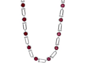 Red Lab Created Ruby Rhodium Over Sterling Silver Necklace 8.50ctw