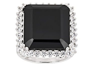 Black Spinel Rhodium Over Sterling Silver Cluster Ring 2.75ctw