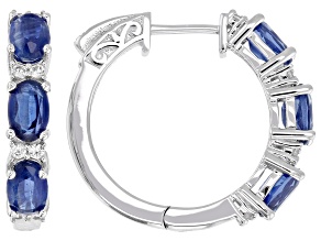 Blue Kyanite Rhodium Over Sterling Silver Earrings 3.53ctw