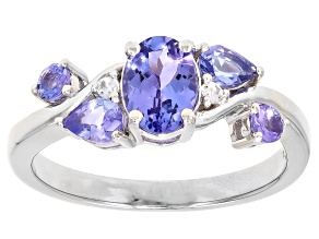Blue Tanzanite Platinum Over Sterling Silver Ring 1.05ctw