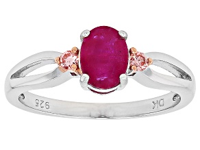 Red John Saul Ruby Rhodium Over Sterling Silver Ring 0.98ctw