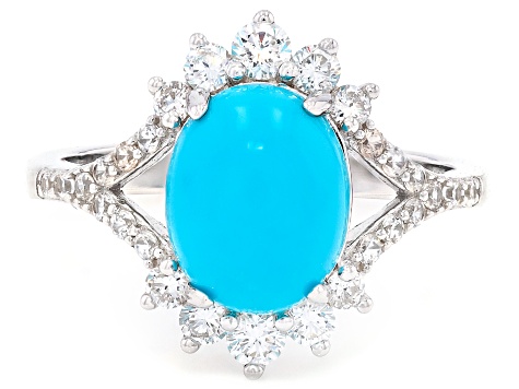 Sleeping Beauty Turquoise with Prazana® Lab Grown Diamonds Rhodium