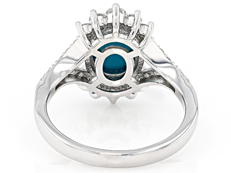 Sleeping Beauty Turquoise with Prazana® Lab Grown Diamonds Rhodium