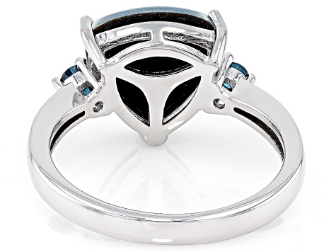 Australian Opal Triplet Rhodium Over Sterling Silver Ring 2.66ctw