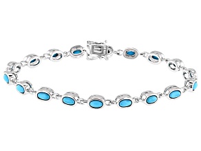 Blue Sleeping Beauty Turquoise Rhodium Over Sterling Silver Bracelet