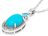 Sleeping Beauty Turquoise Rhodium Over Sterling Silver Pendant with Chain 0.90ctw