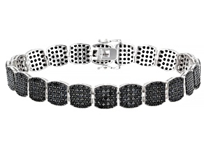 Black Spinel Rhodium Over Sterling Silver Bracelet 9.78ctw