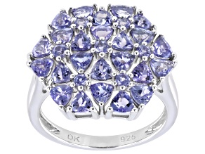 Blue Tanzanite Rhodium Over Sterling Silver Ring 2.65ctw
