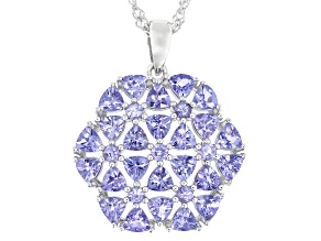 Blue Tanzanite Rhodium Over Sterling Silver Pendant with Chain 2.65ctw