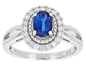 Blue Kyanite Rhodium Over Sterling Silver Ring 1.06ctw