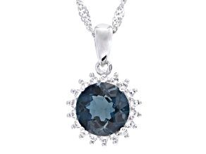 London Blue Topaz Rhodium Over Sterling Silver Pendant with Chain 2.19ctw