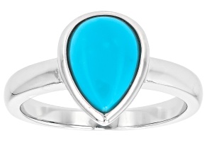 Sleeping Beauty Turquoise Rhodium Over Sterling Silver Ring 10x7mm