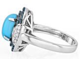 Blue Sleeping Beauty Turquoise Rhodium Over Sterling Silver Ring 0.66ctw