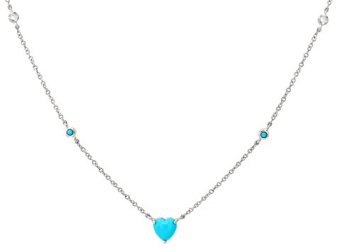 Blue Sleeping Beauty Turquoise Rhodium Over Sterling Silver Necklace 0.06ctw
