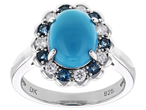 Sleeping Beauty Turquoise Rhodium Over Sterling Silver Ring 0.44