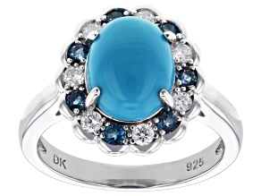 Sleeping Beauty Turquoise Rhodium Over Sterling Silver Ring 0.44ctw