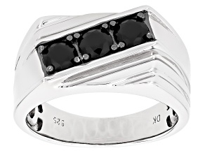 Black Spinel Rhodium Over Sterling Silver Men's Ring 1.22ctw