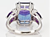 Bi-Color Fluorite Rhodium Over Sterling Silver Ring 7.07ctw