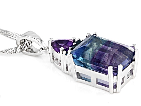 Purplevioletさま専用 Purple African Amethyst Rhodium Over Sterling Silver Pendant