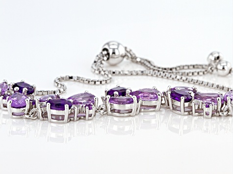 Purple amethyst rhodium over silver bolo bracelet 7.00ctw