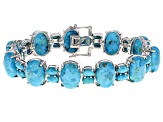 Blue Kingman Turquoise Rhodium Over Silver Bracelet