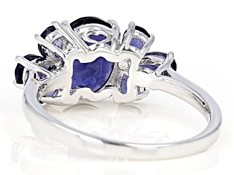 Purple Iolite Rhodium Over Sterling Silver Ring 1.77ctw