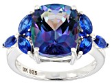 Blue Petalite Rhodium Over Sterling Silver Ring 4.42ctw