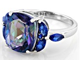 Blue Petalite Rhodium Over Sterling Silver Ring 4.42ctw