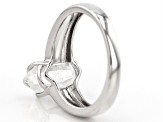 White Doubly Terminated Quartz Rhodium Over Sterling Silver Ring