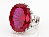Red Lab Created Ruby Rhodium Over Silver Ring 22.93ctw