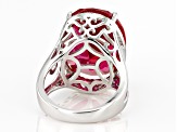 Red Lab Created Ruby Rhodium Over Silver Ring 22.93ctw
