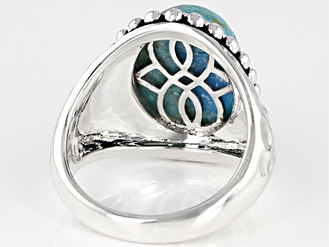 Blue turquoise rhodium over sterling silver ring - SKH223 | JTV.com