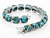 Blue Mohave Turquoise Rhodium Over Sterling Silver Bracelet