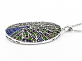 Multi-Gemstone Rhodium Over Sterling Silver Peacock Pendant with Chain 2.45ctw