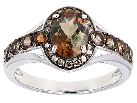 Brown Andalusite Rhodium Over Sterling Silver Ring 1.60ctw