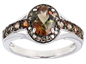 Brown Andalusite Rhodium Over Sterling Silver Ring 1.60ctw