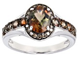 Brown Andalusite Rhodium Over Sterling Silver Ring 1.60ctw