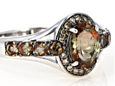 Brown Andalusite Rhodium Over Sterling Silver Ring 1.60ctw