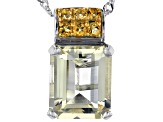 Yellow labradorite rhodium over sterling silver pendant with chain 4.94ctw