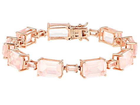 Pink rose quartz 18k rose gold over sterling silver bracelet